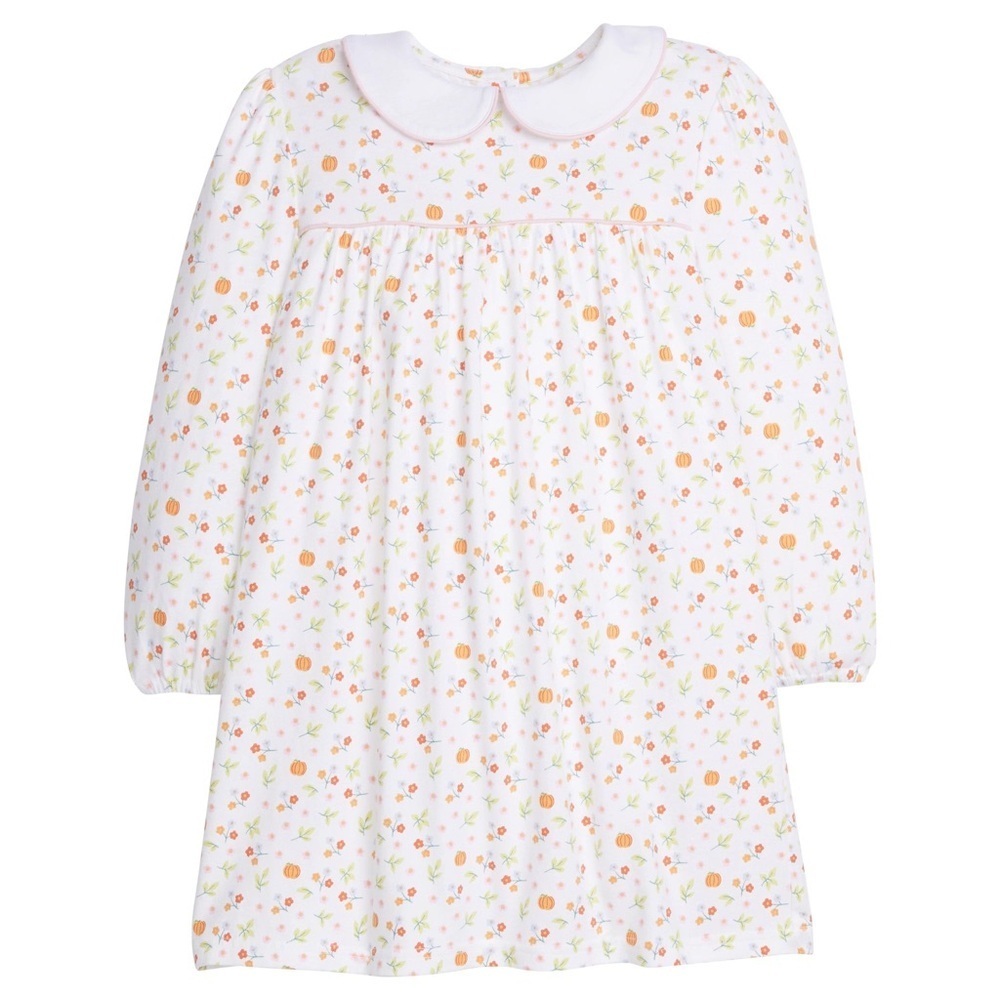 Little English Evelyn floral pumpkin dress collar piping long sleeve toddler